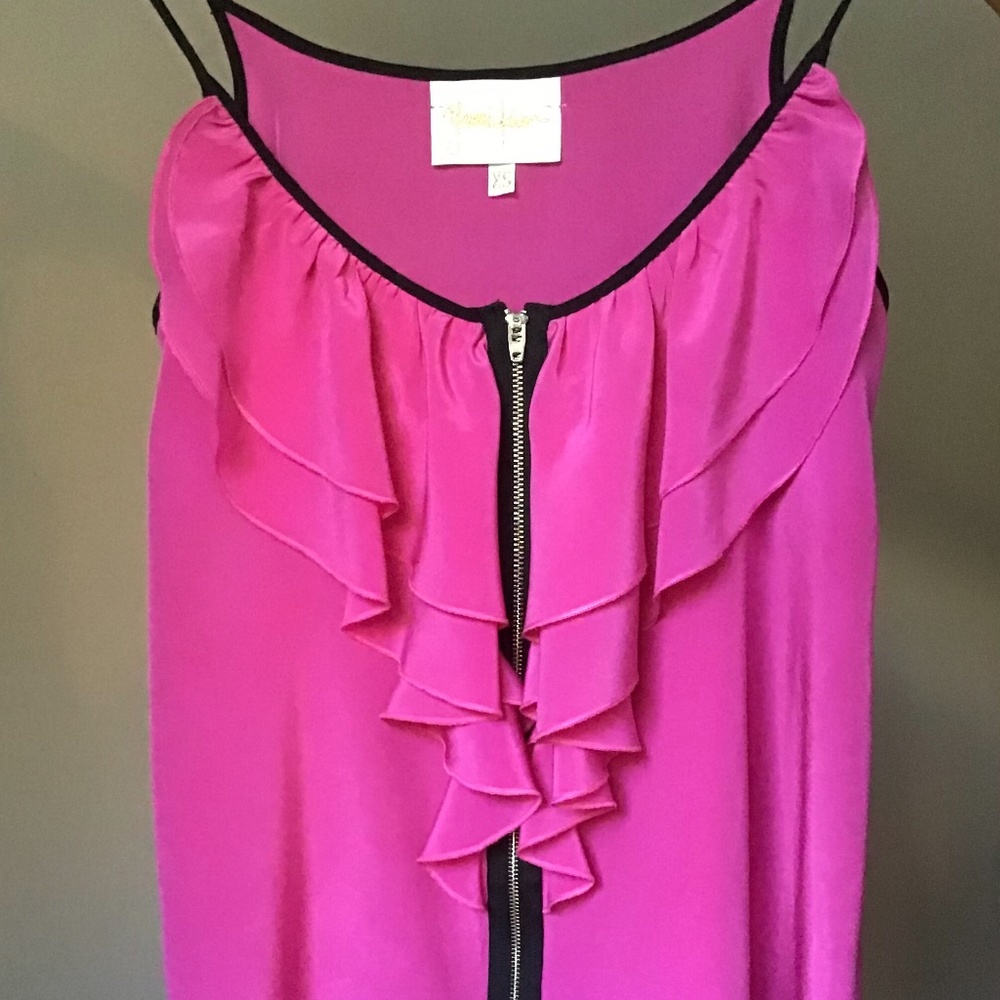 Yumi Kim Pink Ruffle Silk Camisole with Zip XS